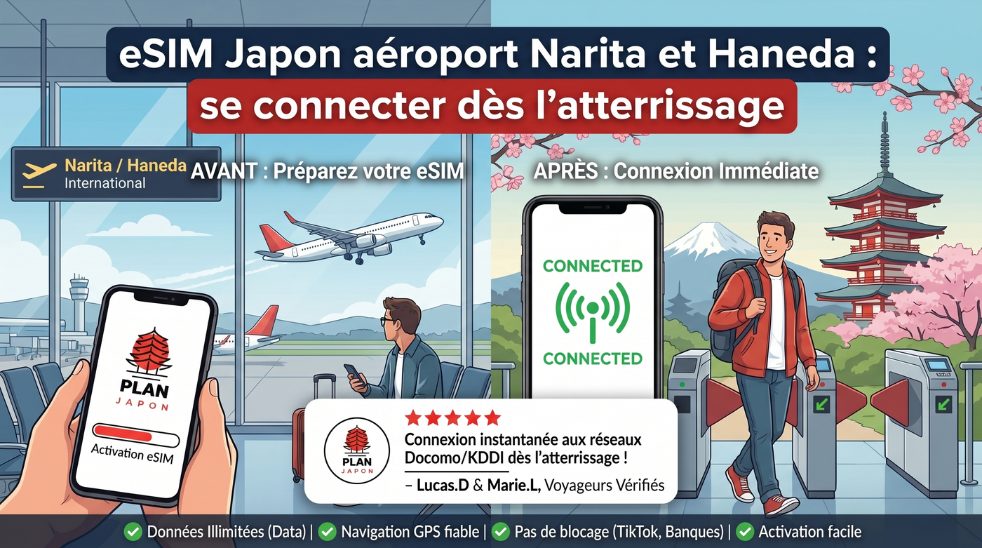 eSIM Japón en los aeropuertos de Narita y Haneda: conéctate nada más aterrizar