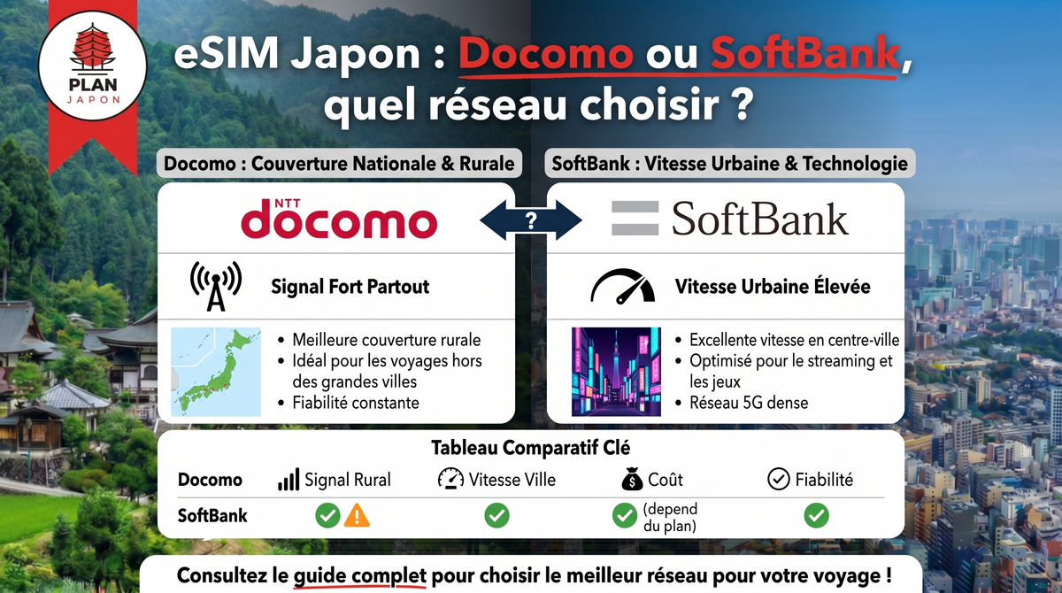 eSIM Japón: ¿Docomo o SoftBank, qué red elegir?