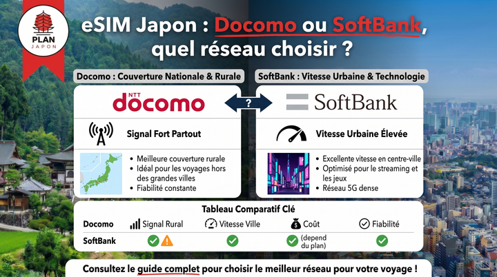 eSIM Japón: ¿Docomo o SoftBank, qué red elegir?
