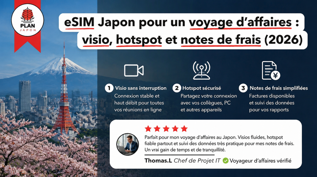 eSIM Japón para viajes de negocios: videollamadas y hotspot (2026)