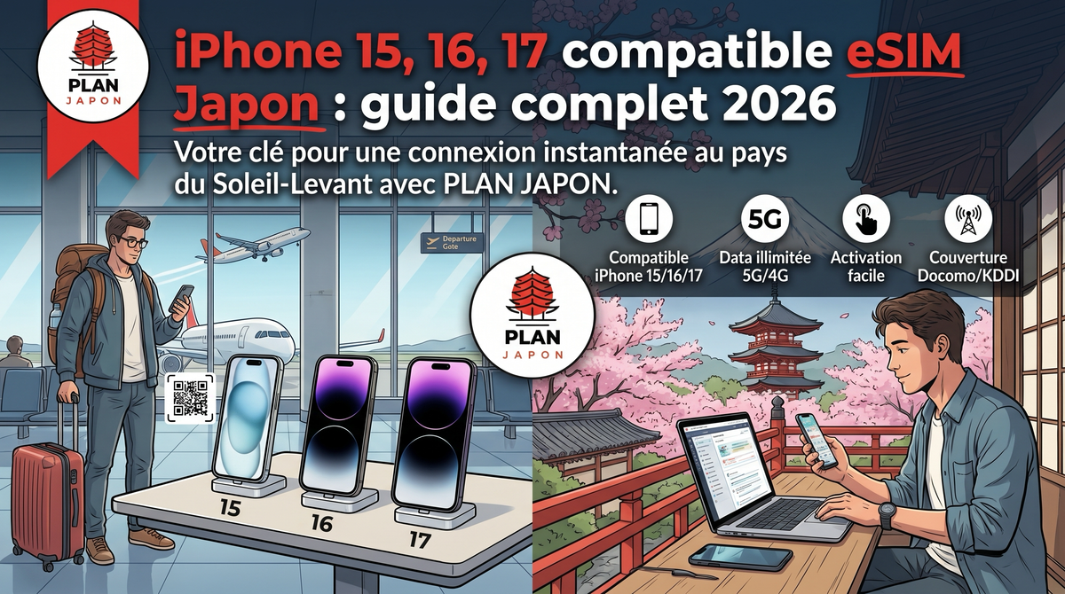 iPhone 15, 16, 17 compatible eSIM Japón: guía 2026