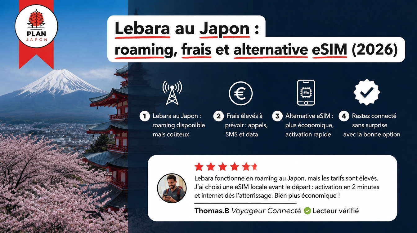 Lebara au Japon : roaming, frais et alternative eSIM (2026)