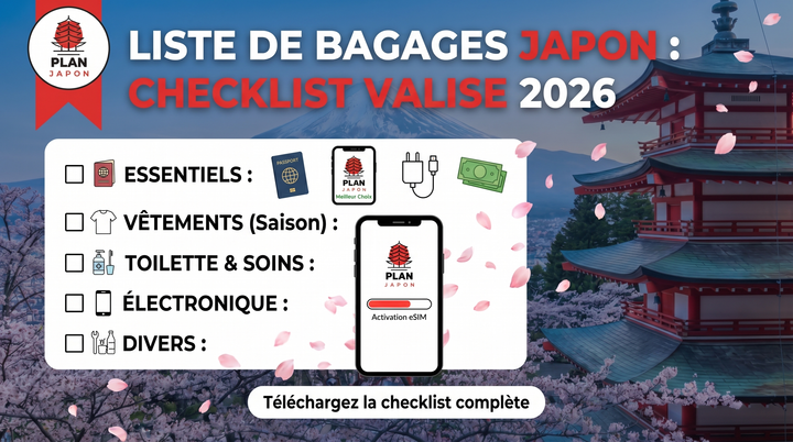 Lista de equipaje Japón: checklist maleta 2026