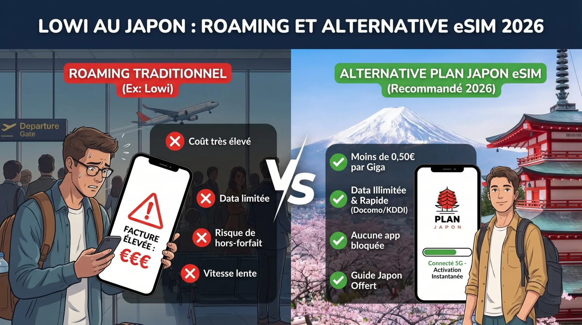 Lowi en Japón: ¿hay roaming? vs eSIM 2026
