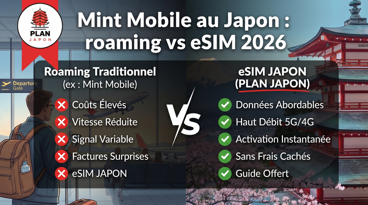 Mint Mobile en Japón: roaming vs eSIM 2026