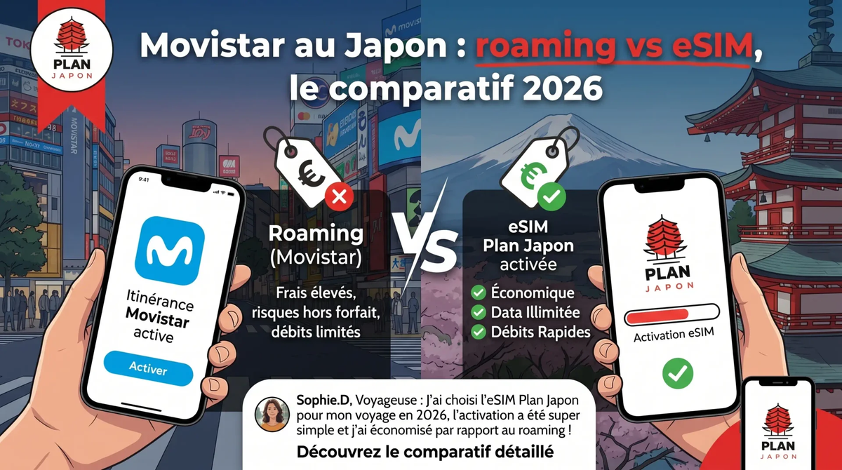 Movistar en Japón: roaming vs eSIM, comparativa 2026
