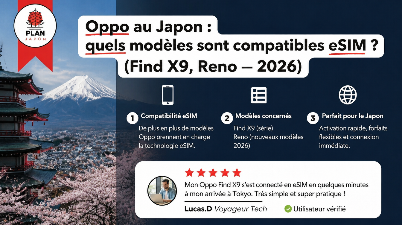 Oppo y eSIM en Japón: qué modelos son compatibles (Find X9, Reno — 2026)