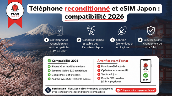 Móvil reacondicionado y eSIM Japón: compatibilidad 2026