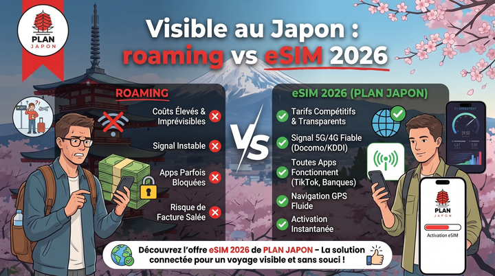 Visible en Japón: roaming vs eSIM 2026