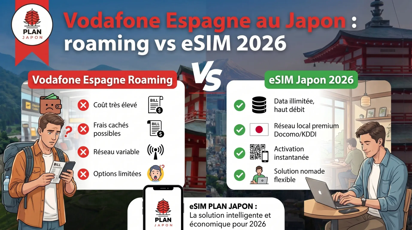 Vodafone España en Japón: roaming vs eSIM 2026
